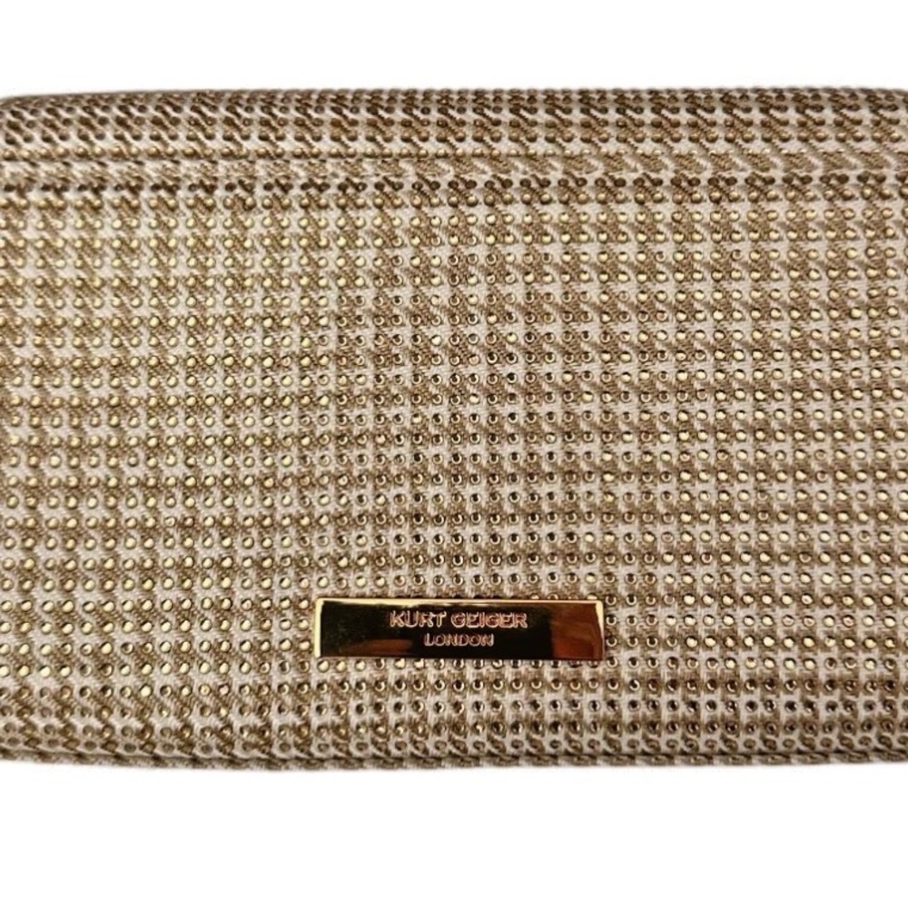 Kurt Geiger Kensington Gold and Cream Clutch w/ gold chain and dust bag NWT - Picture 4 of 7